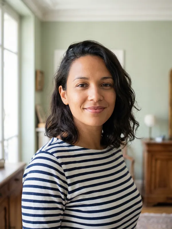 Incorrect France visa photo example — wrong background and positioning