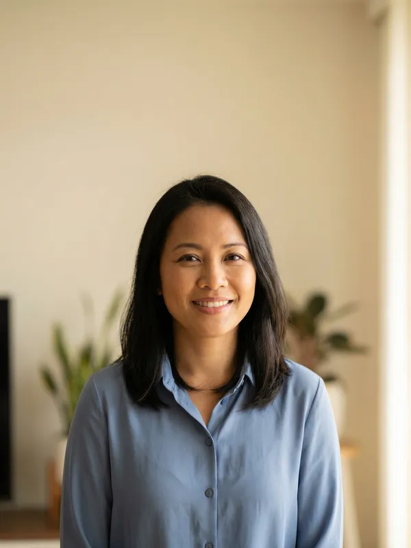 Incorrect Philippines visa photo example — wrong background and positioning