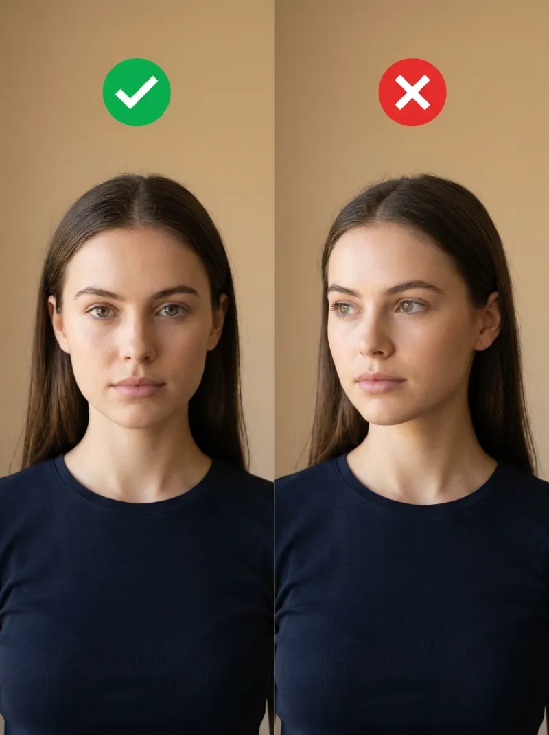 Face in front of the camera — Australia visa photo tip