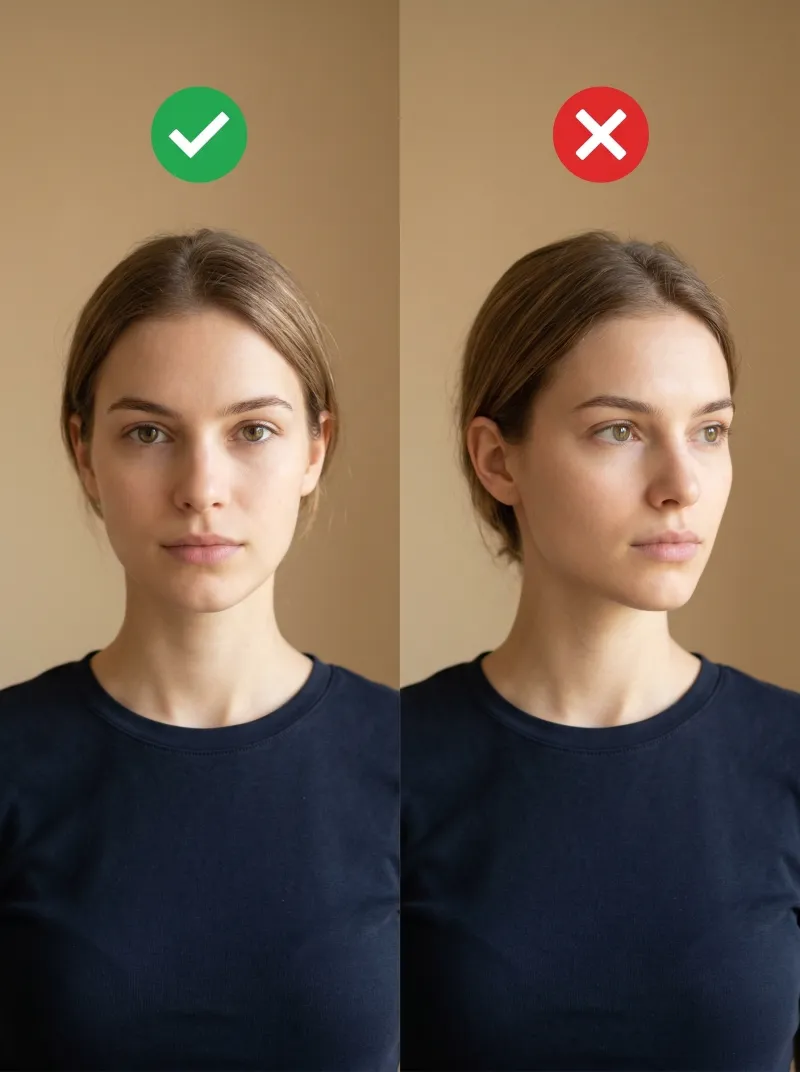 Face in front of the camera — Switzerland visa photo tip