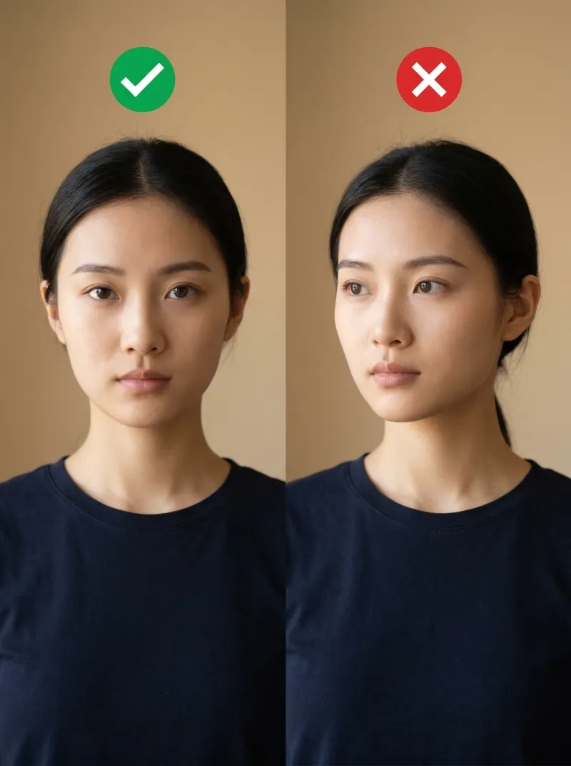 Face in front of the camera — China visa photo tip