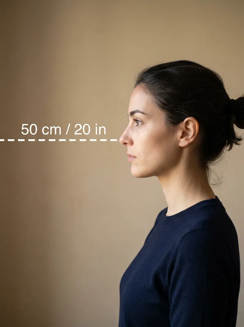 Distance from the camera — France visa photo tip