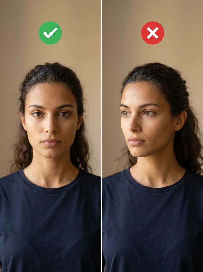 Face in front of the camera — France visa photo tip