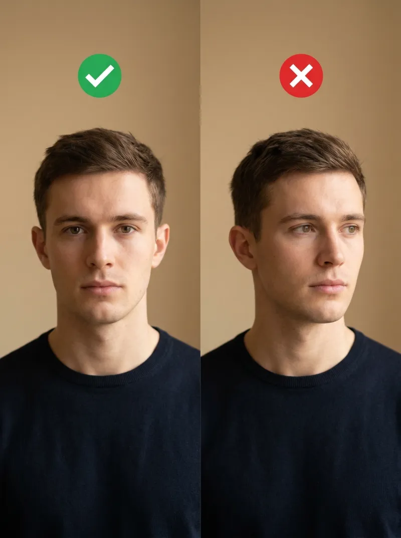 Face in front of the camera — United Kingdom visa photo tip