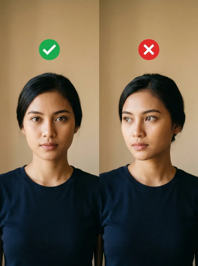 Face in front of the camera — Indonesia visa photo tip