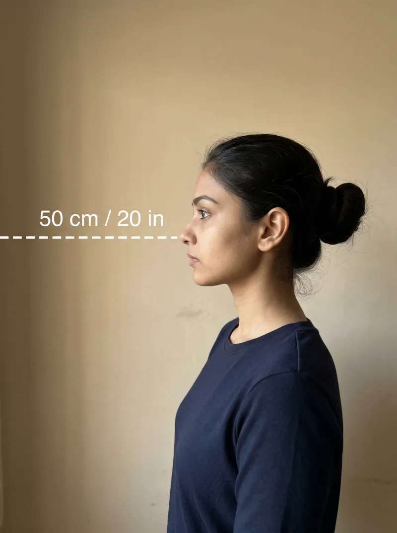 Distance from the camera — India visa photo tip