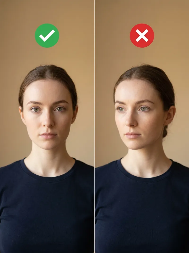 Face in front of the camera — Ireland visa photo tip
