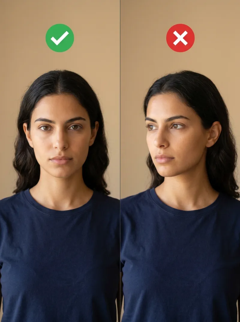 Face in front of the camera — Israel visa photo tip