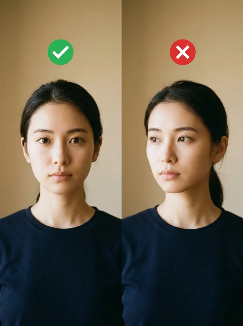 Face in front of the camera — Japan visa photo tip