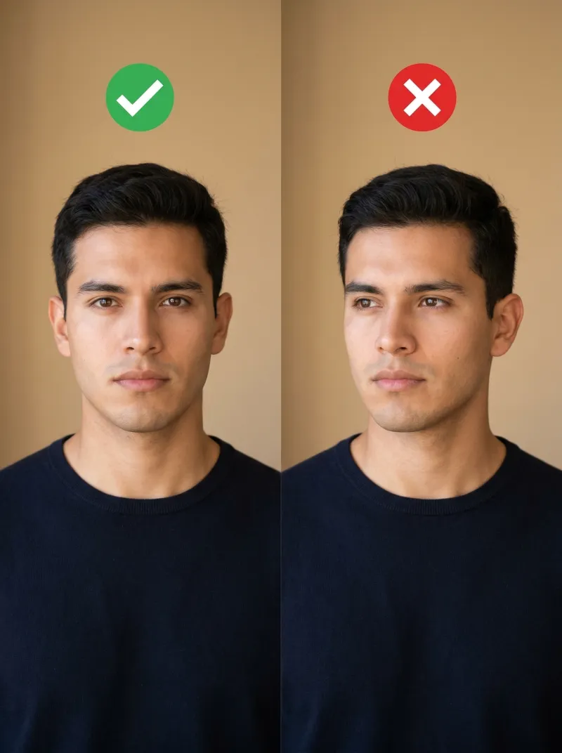 Face in front of the camera — Mexico visa photo tip