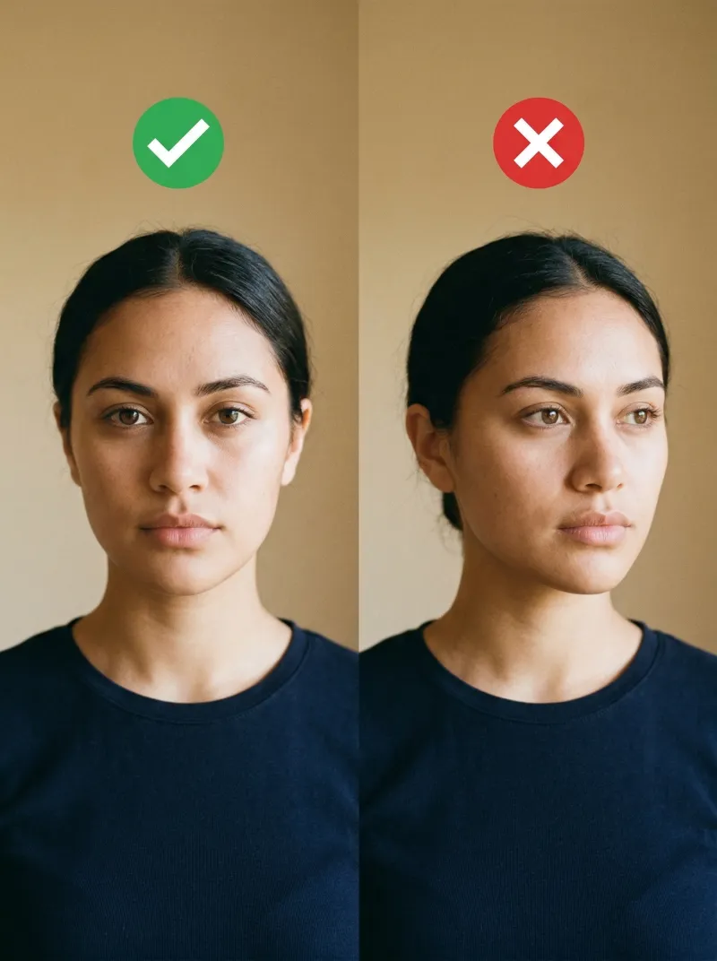 Face in front of the camera — New Zealand kiwi access card photo tip