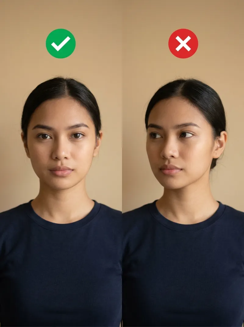 Face in front of the camera — Philippines visa photo tip