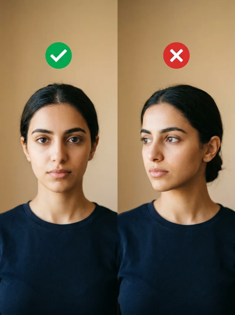 Face in front of the camera — Saudi Arabia work permit photo tip