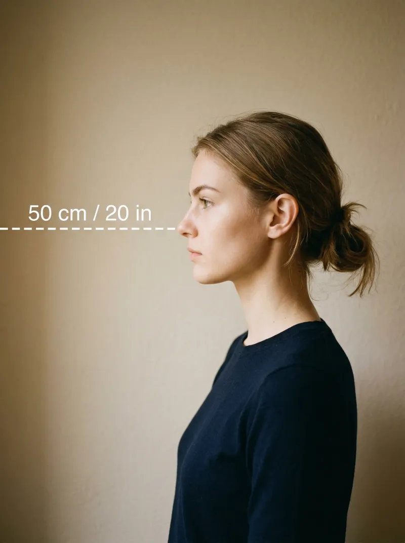 Distance from the camera — Schengen Countries visa photo tip