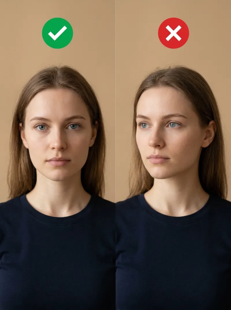 Face in front of the camera — Schengen Countries visa photo tip