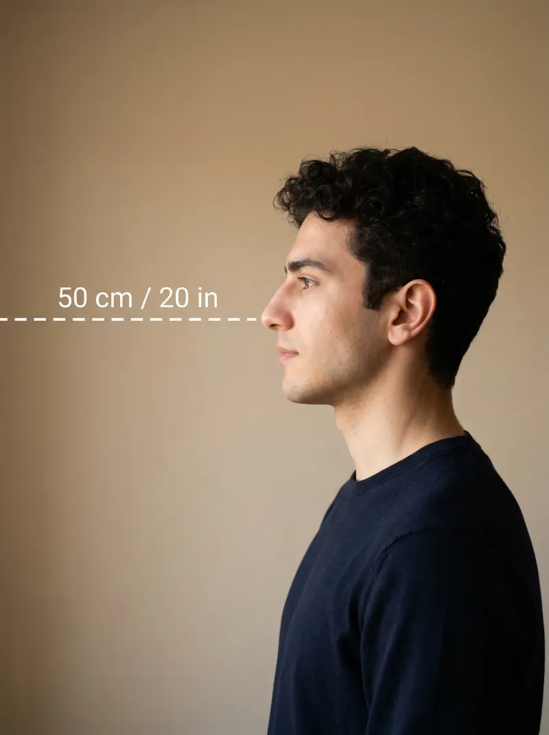 Distance from the camera — Turkey visa photo tip