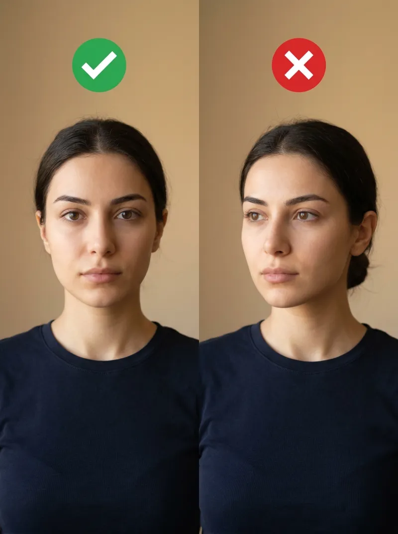 Face in front of the camera — Turkey visa photo tip