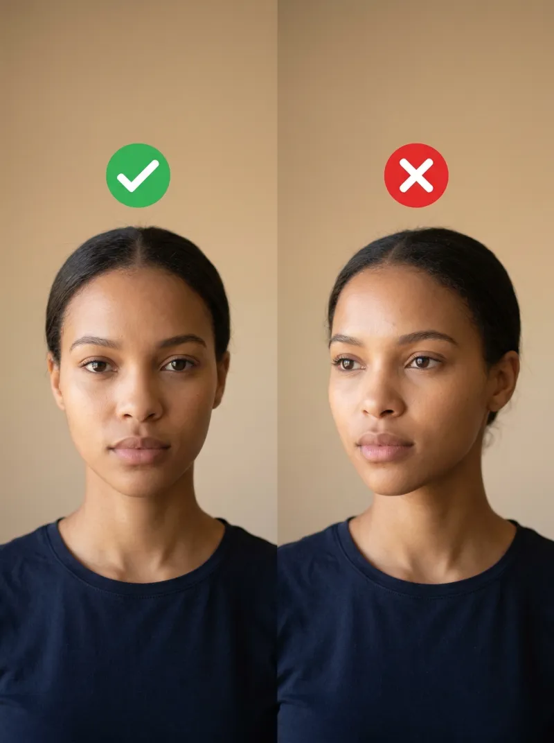 Face in front of the camera — South Africa smart id card photo tip